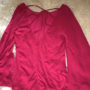 Hot pink bell sleeve dress
